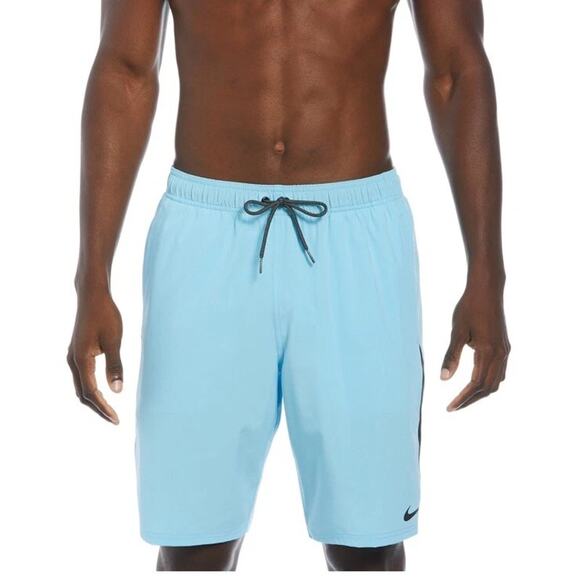 Nike Mens Contend Shorts Swim Trunks Volley 9” Lined Colorblock Aquarius Blue XL - Picture 1 of 11